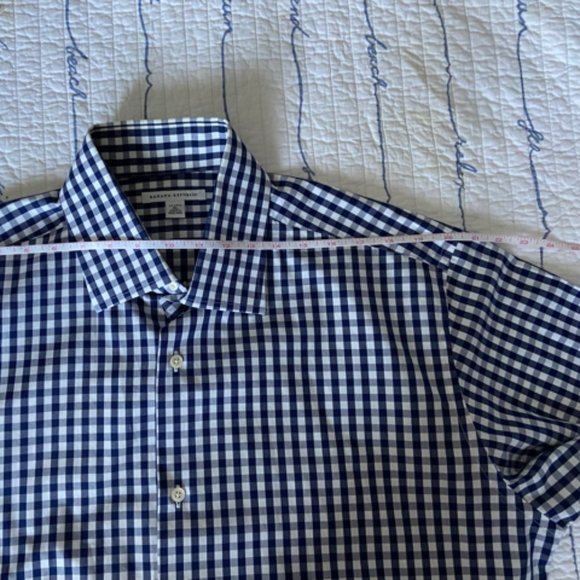 Banana Republic Blue Checked Men's Dress Shirt with French Cuffs Sz XL EUC - Picture 7 of 14